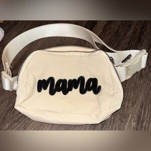 Cream Canvas 'Mama' Crossbody Belt Bag